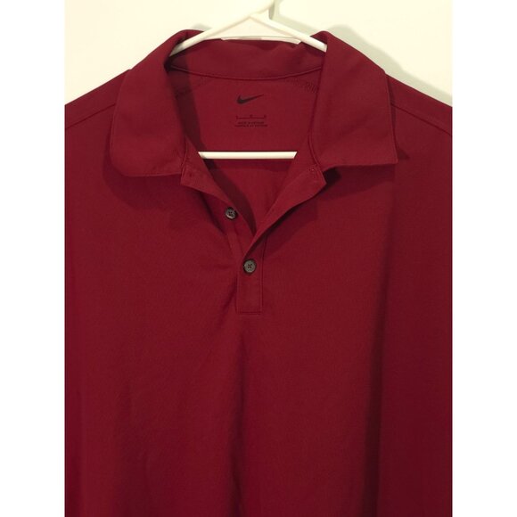 Nike Dri-Fit Red Polo Shirt Men's Large Golf Athletic Casual Top - Picture 2 of 7